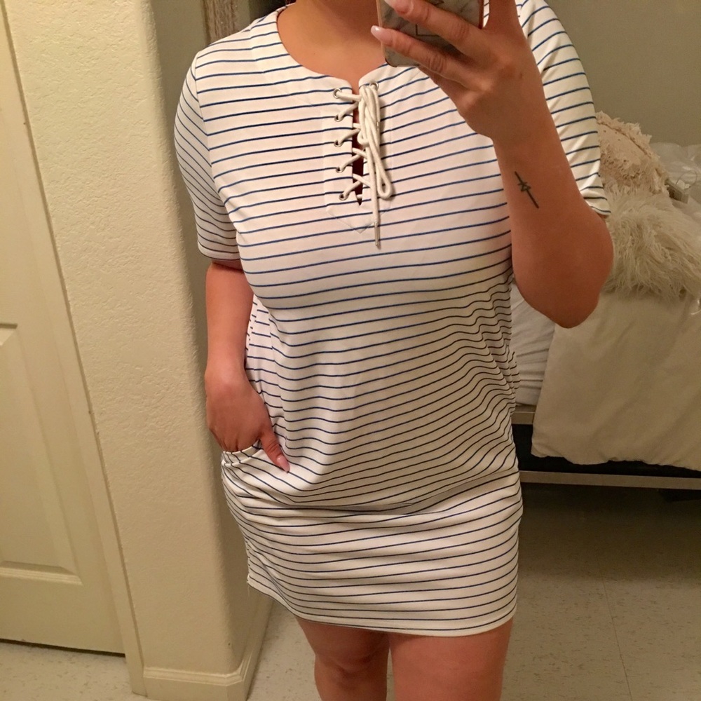 ⚾️BLUE & WHiTE STRiP DRESS⚾️